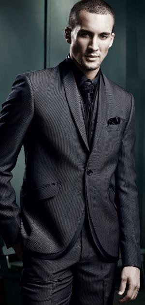 Мужской костюм-двойка цвета мокрого асфальта + рубашка + галстук