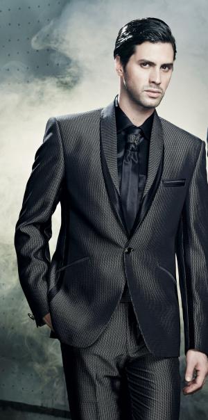 Серый мужской костюм-двойка + рубашка + галстук